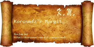 Korcsmár Margit névjegykártya